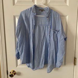Blue and white button down shirt